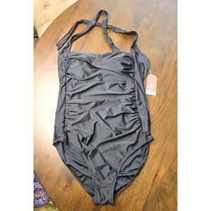 Smismivo Womans Black Medium Tummy Control Halter One Piece Slimming Swimsuit